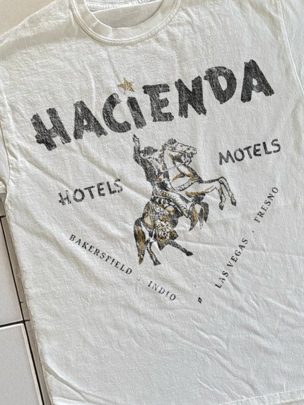 90s Hacienda Hotel Rare Washed White T-Shirt - Picture 2 of 5